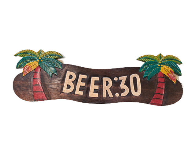 "Beer:30" Coconut Tree Wood Sign